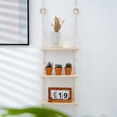 Függesztett polcok fali makrém kötélfa, lengő háromszögű lebegő polc, modern boho dekor, növény, nappali, hálószoba