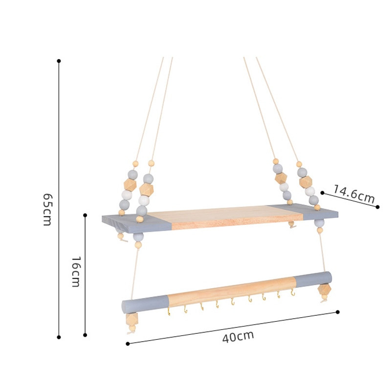 Nordic INS Dekoracija dječje sobe Drveni stalak za pohranu Zidna viseća polica za dječje spavaće sobe Dekorativne police