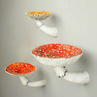 Raft suspendat cu ciuperci Amanita Raft plutitor de perete in forma de ciuperca Rafturi decorative