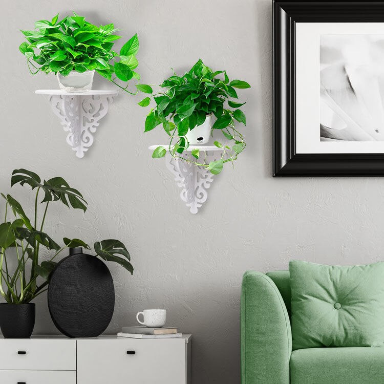 Suport pentru ghiveci pentru carte, raft de perete în stil filigran alb, retro european, lumânare simplă, suport pentru decorarea casei, organizator de dormitor 2020