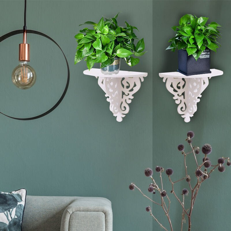 Suport pentru ghiveci pentru carte, raft de perete în stil filigran alb, retro european, lumânare simplă, suport pentru decorarea casei, organizator de dormitor 2020