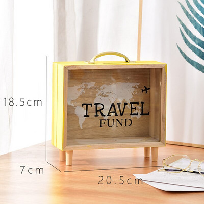 Kūrybingas medinis lagaminas Piggy Bank Visiškai naujas medinis Piggy Bank pinigų dėžutė Animacinis filmas vaikams Vaikų taupymo pinigų dėžutė Monetų kasos dėžutė