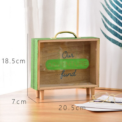 Kūrybingas medinis lagaminas Piggy Bank Visiškai naujas medinis Piggy Bank pinigų dėžutė Animacinis filmas vaikams Vaikų taupymo pinigų dėžutė Monetų kasos dėžutė