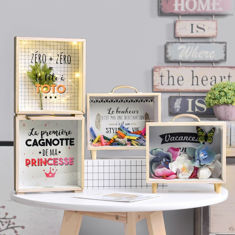 Kūrybingas medinis lagaminas Piggy Bank Visiškai naujas medinis Piggy Bank pinigų dėžutė Animacinis filmas vaikams Vaikų taupymo pinigų dėžutė Monetų kasos dėžutė