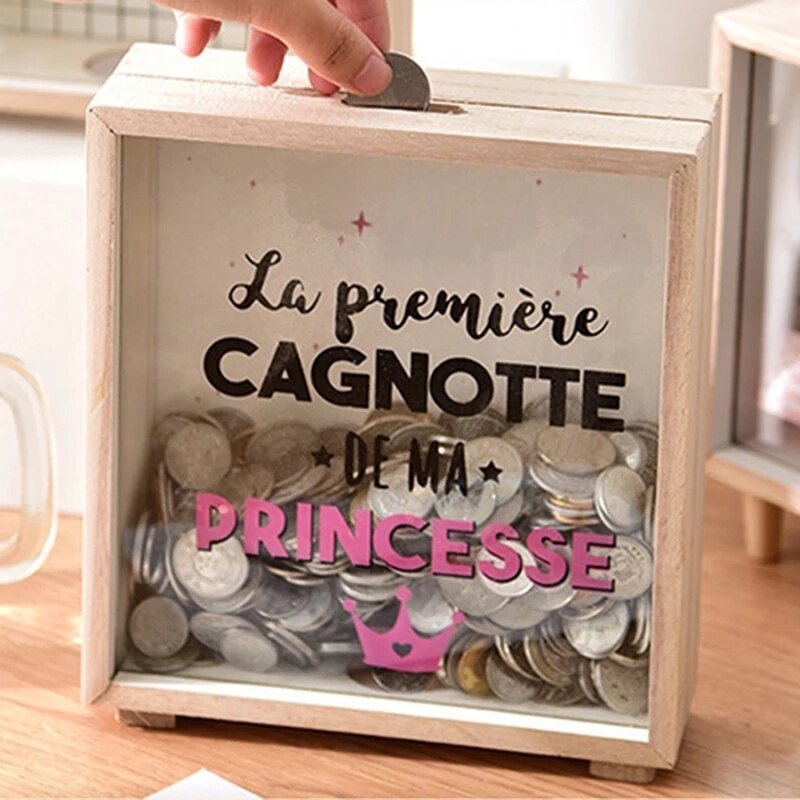 Kūrybingas medinis lagaminas Piggy Bank Visiškai naujas medinis Piggy Bank pinigų dėžutė Animacinis filmas vaikams Vaikų taupymo pinigų dėžutė Monetų kasos dėžutė