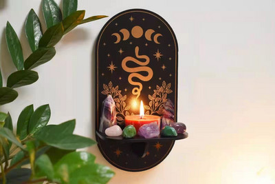 Halloween kristálypolc PVC állati pillangó kőpolc falra akasztható kristályállvány polc otthoni fali művészeti dekorációk tárolóállvány