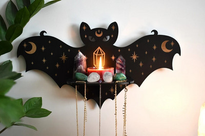 Halloween kristálypolc PVC állati pillangó kőpolc falra akasztható kristályállvány polc otthoni fali művészeti dekorációk tárolóállvány