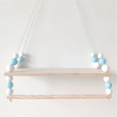 Šiaurės stiliaus rankų darbo vaikų darželio dekoratyvinė sieninė lentyna mergaičių drabužių laikymo lentyna Vaikų kambario kabantys karoliukai