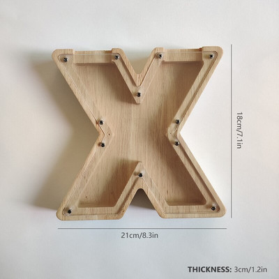 Dvidešimt šešių raidžių anglų abėcėlė Piggy Bank Medinė moneta Pinigų taupymo dėžutė Stiklainės monetos Sandėliavimas Darbastalio papuošalai namų dekoro amatai