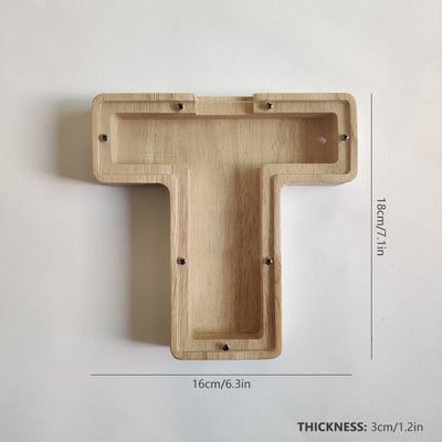 Dvidešimt šešių raidžių anglų abėcėlė Piggy Bank Medinė moneta Pinigų taupymo dėžutė Stiklainės monetos Sandėliavimas Darbastalio papuošalai namų dekoro amatai