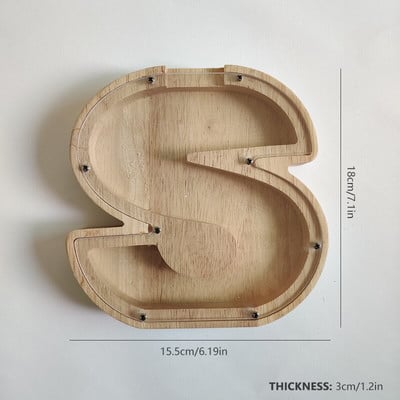 Dvidešimt šešių raidžių anglų abėcėlė Piggy Bank Medinė moneta Pinigų taupymo dėžutė Stiklainės monetos Sandėliavimas Darbastalio papuošalai namų dekoro amatai