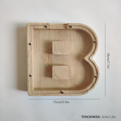 Dvidešimt šešių raidžių anglų abėcėlė Piggy Bank Medinė moneta Pinigų taupymo dėžutė Stiklainės monetos Sandėliavimas Darbastalio papuošalai namų dekoro amatai