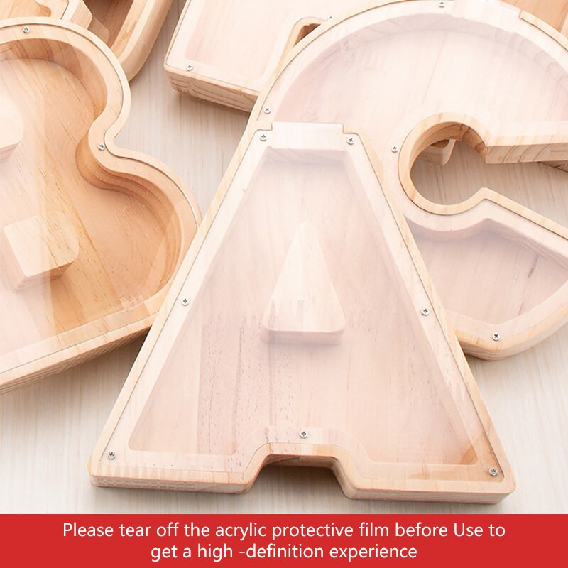 Dvidešimt šešių raidžių anglų abėcėlė Piggy Bank Medinė moneta Pinigų taupymo dėžutė Stiklainės monetos Sandėliavimas Darbastalio papuošalai namų dekoro amatai