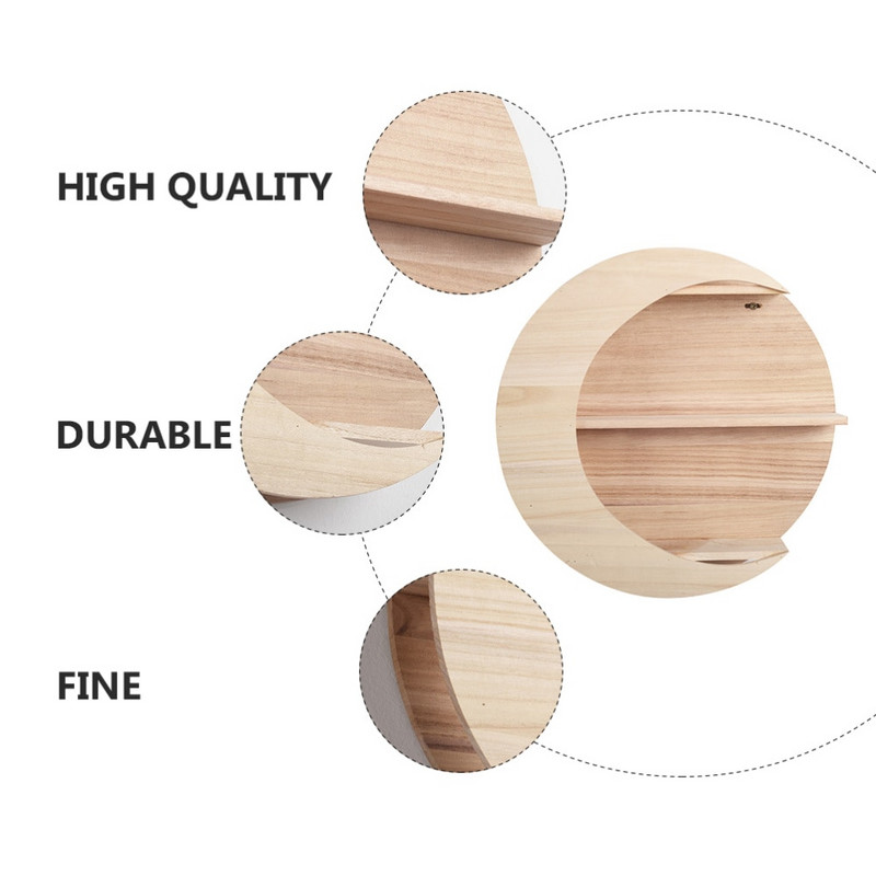 1 vnt. išskirtinis mėnulio formos sienų dekoras Medinis sieninis laikymo lentynos laikiklis medinis pakabinamas lentynos apdaila namų dekoras