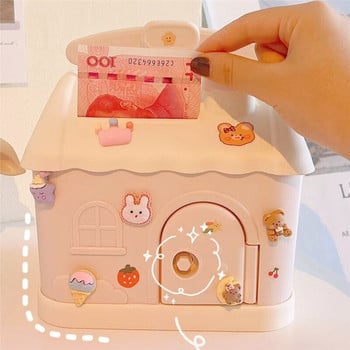 Kawaii Piggy Bank Cartoon Cute House Shape Money Box Κουμπαράς με κλειδαριά και κλειδί Κορίτσι Κουμπαράς χρημάτων για παιδιά Δώρο 2022