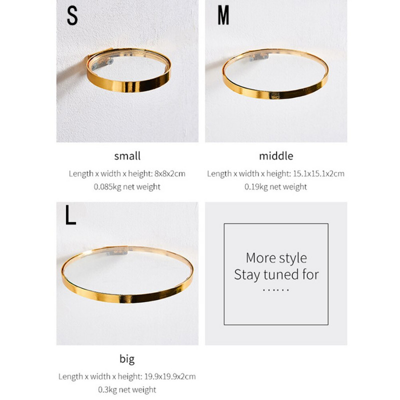 Raft de perete din metal creativ Suport de perete cu oglindă din sticlă aurie Decorarea casei Raft modern INS Raft Lumânări Suport organizator de afișare