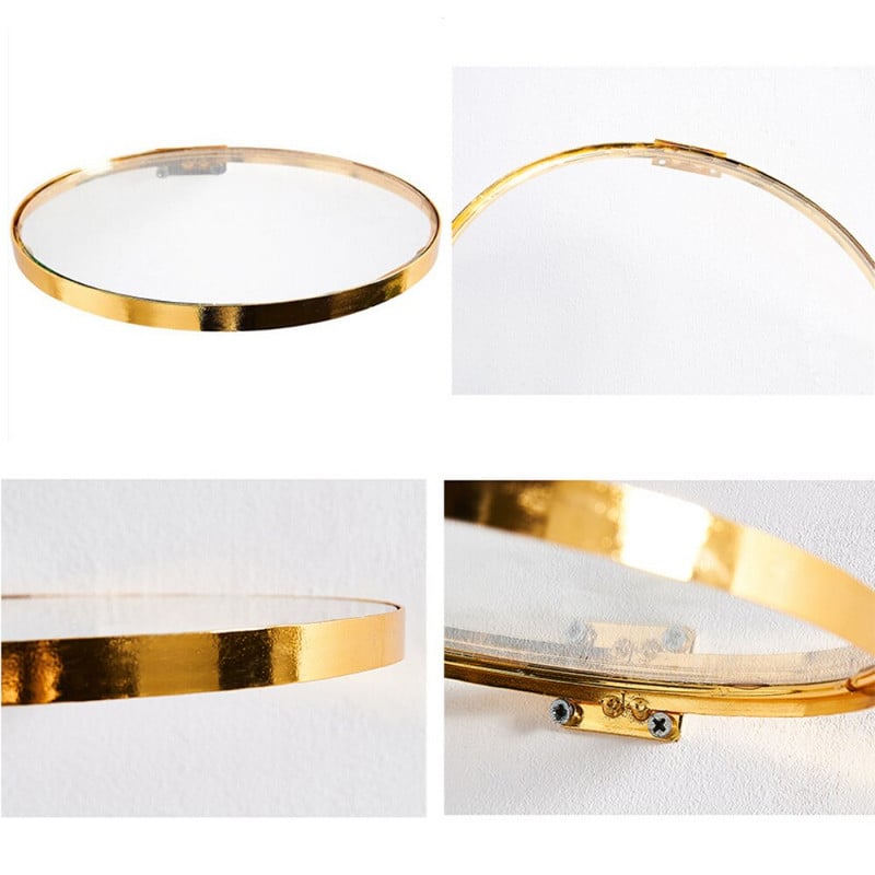 Raft de perete din metal creativ Suport de perete cu oglindă din sticlă aurie Decorarea casei Raft modern INS Raft Lumânări Suport organizator de afișare