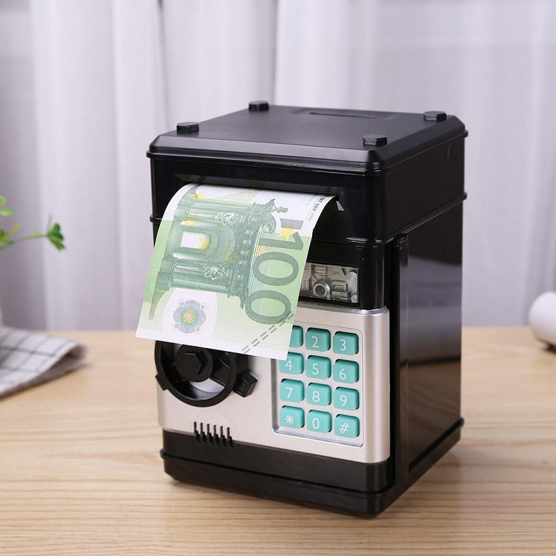 Elektronikus malacpersely Auto Scroll Papír Bankjegy Pénzdoboz ATM ujjlenyomat Jelszó Pénzdobozok Készpénz Érmék Takarékdoboz ATM Bank
