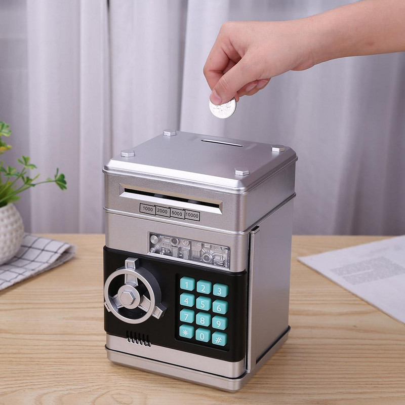 Elektronikus malacpersely Auto Scroll Papír Bankjegy Pénzdoboz ATM ujjlenyomat Jelszó Pénzdobozok Készpénz Érmék Takarékdoboz ATM Bank