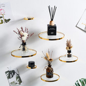 Sticlă, rotundă, margine aurie, flori simple, rafturi de perete, ghiveci, vază, ornamente, suport, raft de perete, artizanat, decorațiuni pentru casă