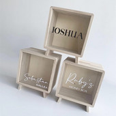 Individualizuotos medinės Piggy Bank Medinės pinigų dėžutės darbastalio papuošalai Išvertimo rezervuarai Vaikams Monetų skaičiavimo Talpyklos Taupymo indeliai Amatai