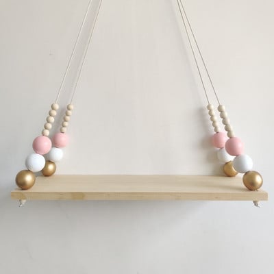 Raft de perete decorativ pentru grădiniță în stil nordic Suport de depozitare a hainelor pentru fete Raft lucrat manual pentru camera copiilor Suport de mărgele agățat