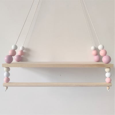 Raft de perete decorativ pentru grădiniță în stil nordic Suport de depozitare a hainelor pentru fete Raft lucrat manual pentru camera copiilor Suport de mărgele agățat