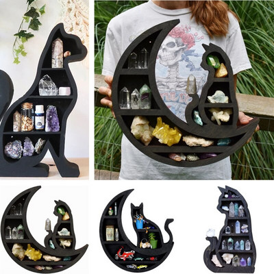 Cat In The Moon Crystal PVC Ράφι Cat Crystal Essential Oil Display Ράφι τοίχου Σαλόνι Υπνοδωμάτιο Υπνοδωμάτιο Αποθήκη σπιτιού Διακόσμηση