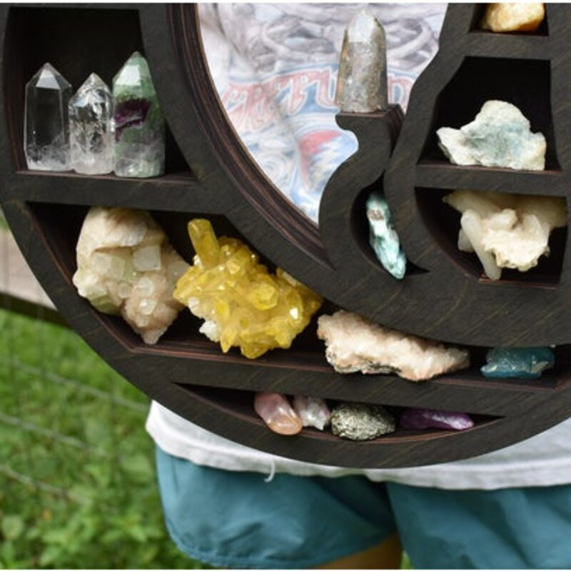 Cat In The Moon Crystal Raft PVC Cat Crystal Ulei esential Display Raft de perete Living Dormitor Depozitare Decor