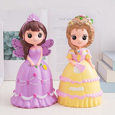 Creative Piggy Bank Cute Wings Princess Doll Money Boxes Μεγάλα Vinyl Cartoon Girl Coin Bank Decoration Gift