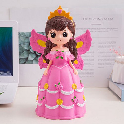 Kreativna kasica prasica Slatka krila Princess Doll Kasice s novcem, velika vinilna kasica s novčićima otporna na pad, dječji poklon ukras