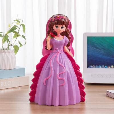 Kreativna kasica prasica Slatka krila Princess Doll Kasice s novcem, velika vinilna kasica s novčićima otporna na pad, dječji poklon ukras