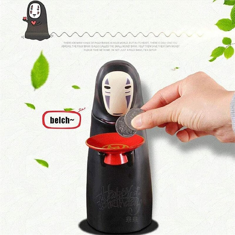 Spirited Away Kaonashi No-face Man Piggy Bank Карикатура Електронна касичка Ghost Figure Монета Забавна играчка Коледен подарък