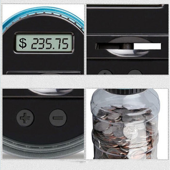 Κουμπαράς 1,8L Counter Coun Ηλεκτρονική ψηφιακή ψηφιακή LCD μέτρηση κερμάτων Κουτί εξοικονόμησης χρημάτων Βάζο Κουτί αποθήκευσης νομισμάτων για χρήματα EURO GBP USD