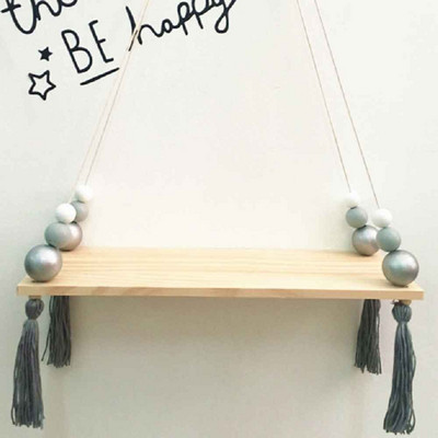 Raft de perete din lemn nordic cu suport pentru haine, suport de depozitare pentru meserii pentru camera de copii, frânghie, agățat pe perete, dormitor pentru copii, decorare pentru sufragerie