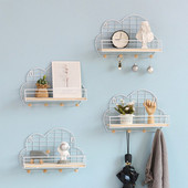 Nordic Cloud Shelf Creative Home Miegamojo dekoratyvinė geležinė lentyna Šiuolaikinė sieninė lentyna Vaiko kambario sieninė lentyna tinklelio lentyna