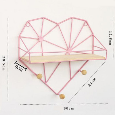 1db Modern Egyszerű kovácsoltvas kampós falipolc kreatív otthon nappali fali dekorációs tároló állvány