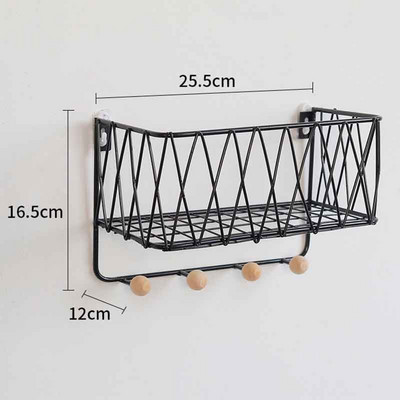 1db Modern Egyszerű kovácsoltvas kampós falipolc kreatív otthon nappali fali dekorációs tároló állvány