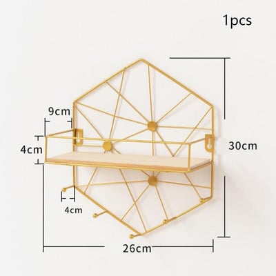 1db Modern Egyszerű kovácsoltvas kampós falipolc kreatív otthon nappali fali dekorációs tároló állvány
