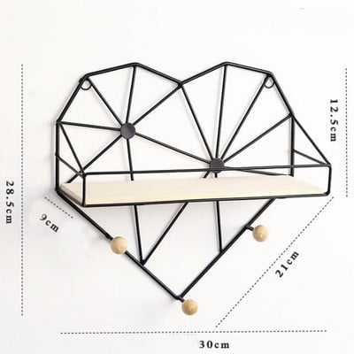 1db Modern Egyszerű kovácsoltvas kampós falipolc kreatív otthon nappali fali dekorációs tároló állvány