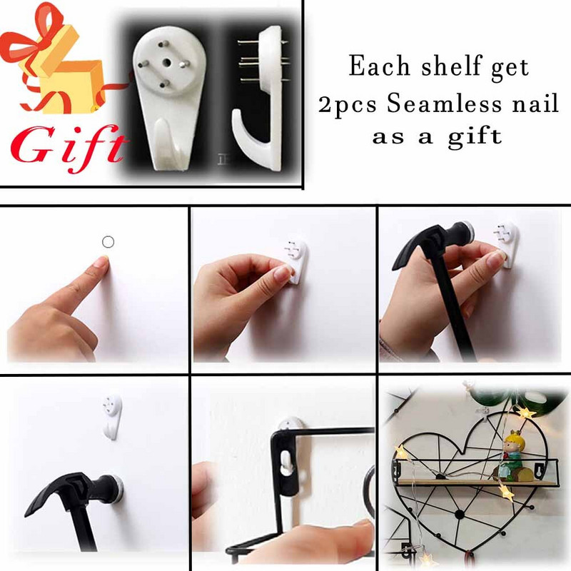 1db Modern Egyszerű kovácsoltvas kampós falipolc kreatív otthon nappali fali dekorációs tároló állvány