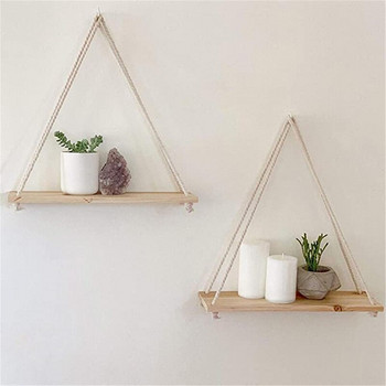Premium Wood Swing Κρεμαστό σχοινί Επιτοίχια Πλωτά ράφια Φυτό γλάστρα Εσωτερική διακόσμηση Εξωτερικού χώρου Απλό σχέδιο