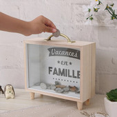 Pușculiță din lemn Pușculiță transparentă poate economisi Retrage bani Monede Schimbarea numerarului Decor pentru birou pentru acasă Cadou pentru copii