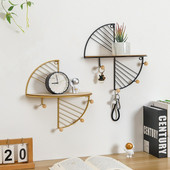 Nordic Iron Art Creative Storage Display Shelf Висяща на стена поставка за съхранение Рамка за декорация на хола Офис Аксесоари за дома