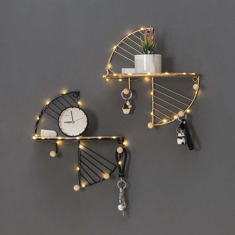 Nordic Iron Art Creative Storage Display Shelf Висяща на стена поставка за съхранение Рамка за декорация на хола Офис Аксесоари за дома