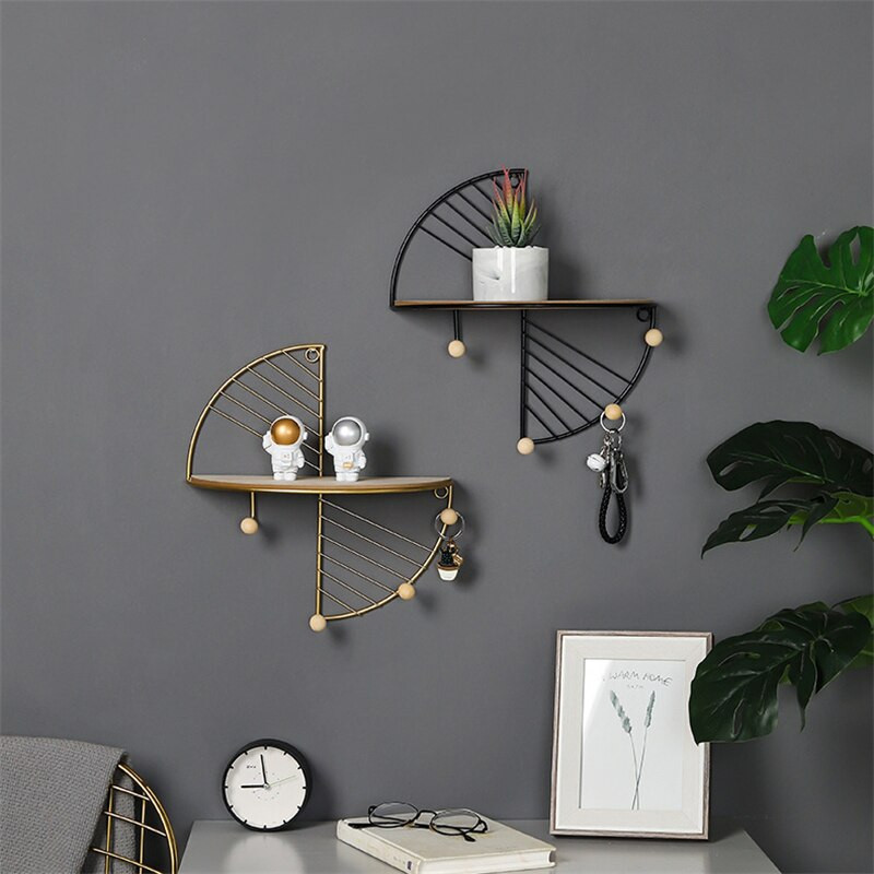 Nordic Iron Art Creative Storage Display Shelf Висяща на стена поставка за съхранение Рамка за декорация на хола Офис Аксесоари за дома