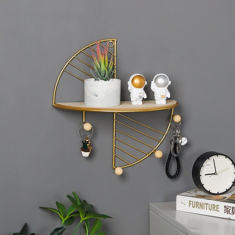 Nordic Iron Art Creative Storage Display Shelf Висяща на стена поставка за съхранение Рамка за декорация на хола Офис Аксесоари за дома