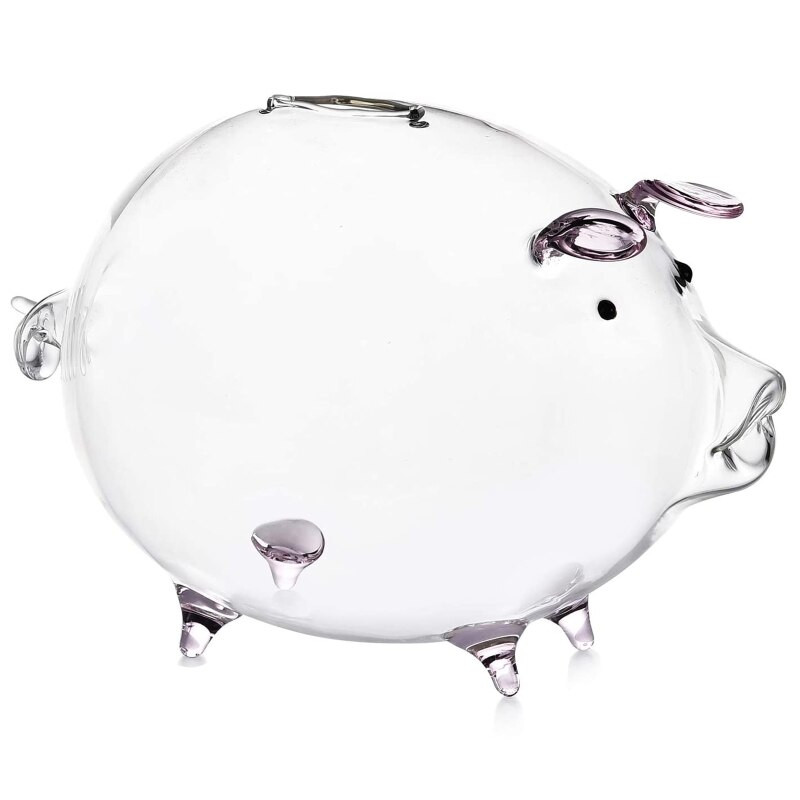 2022 Nou Porc Pușculiță Cutii de bani Cutie de economisire a monedelor Drăguț din sticlă transparentă Suvenir Naștere