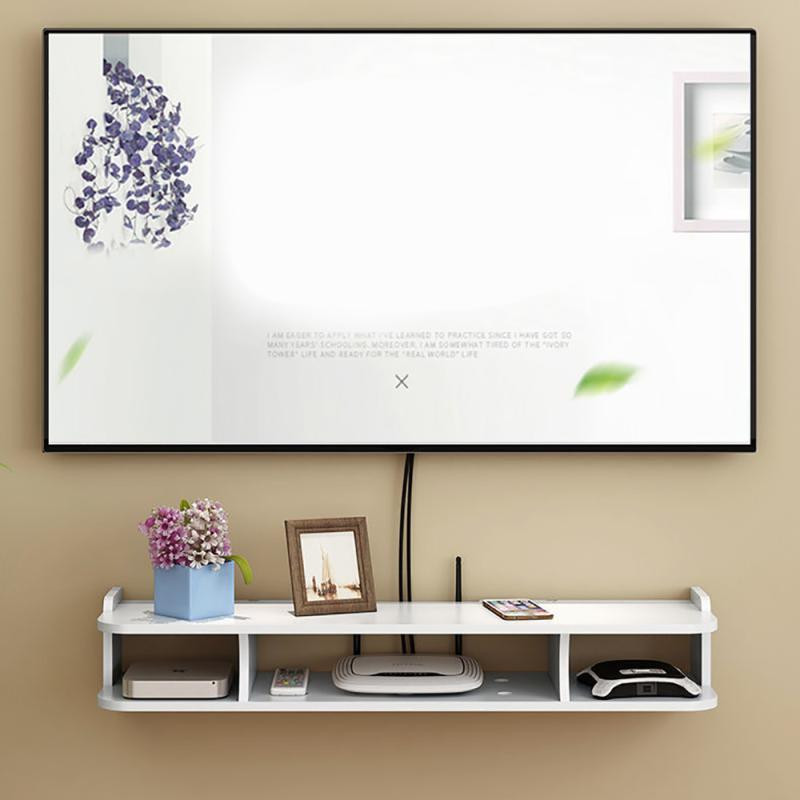 30/50/60 cm Svetainės televizorius prie sienos televizoriaus priedėlio stovas Maršrutizatoriaus stovas Nemokamas perforuojamas sieninis pakabinamas laikymo dėžutės pakabinimas prie sienos namų Dekoratyvinis