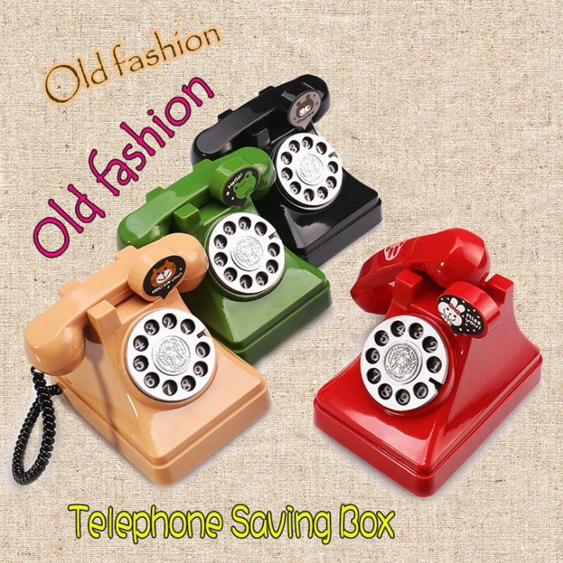 Retro-telefoni hoiupõrsas Loominguline laste mänguasjade vahetuskast Vanaaegne telefoni hoiupõrsas kodukaunistuse müntide hoiukast